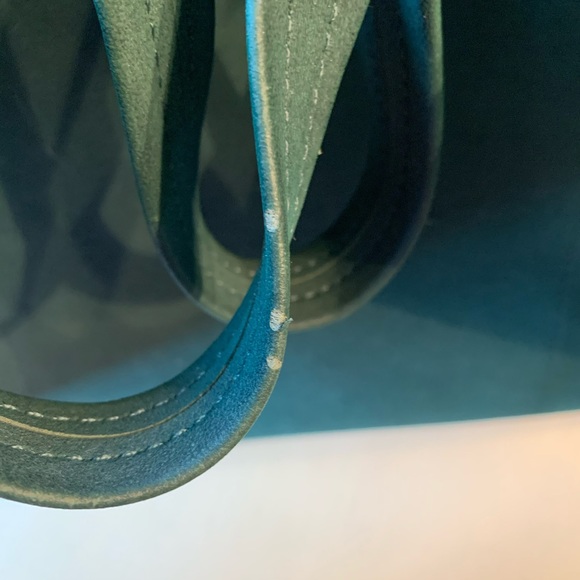 Vegan Green Suede tote w short/long handle - Picture 11 of 11